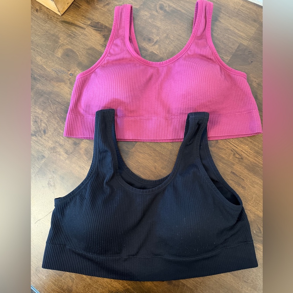 Torrid Pink and Black Ribbed Bras